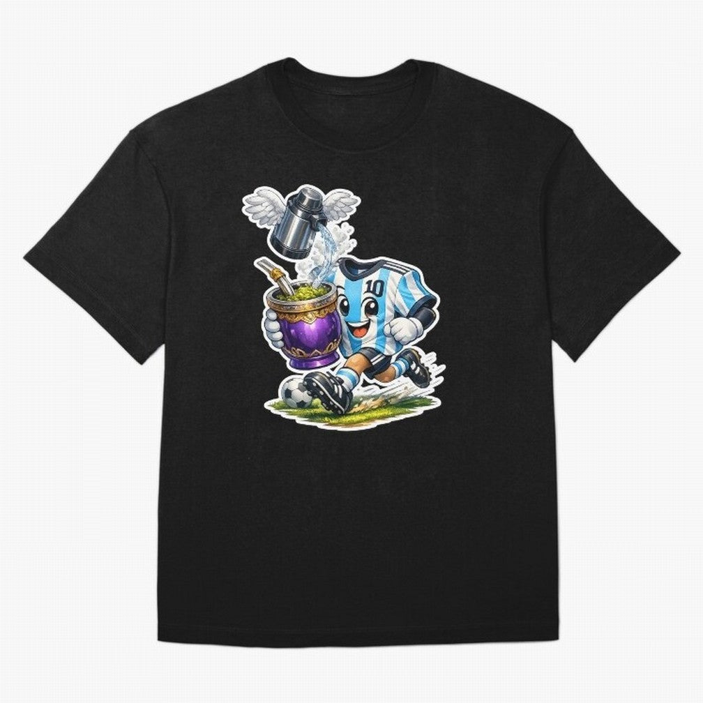 Vamos Argentina ¨C Mate & Football Forever - Argentina Football Mate Mascot - Messi 10 Soccer Fan Art Classic T-Shirt Celebrate Global Football Passion for FIFA World Cup 2026 Group Stage, with Messi, Neymar and Mbappe, Brazil, Portugal and
