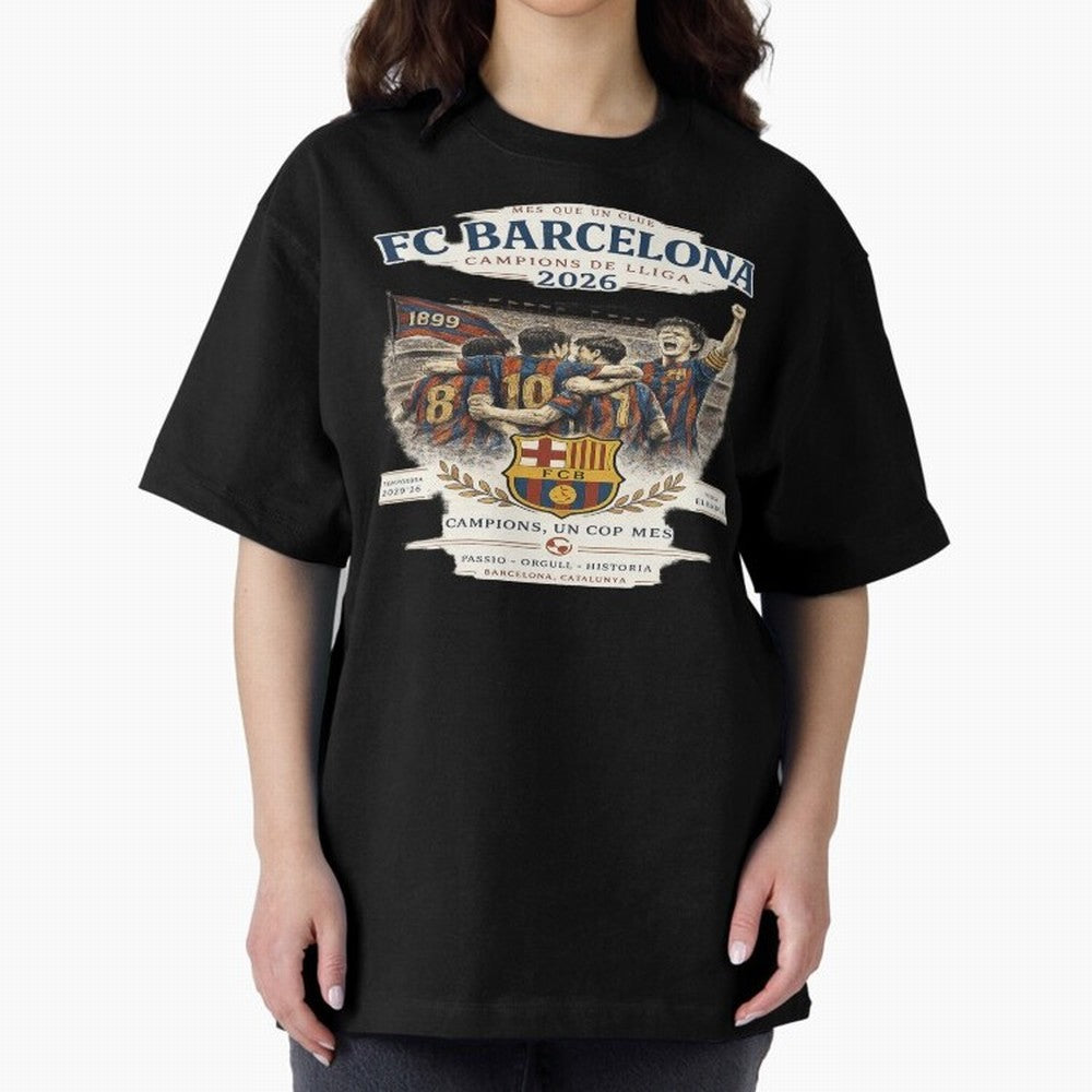 FC Barcelona Champions Vintage 2026 Oversized T-Shirt Back the Journey through FIFA World Cup 2026 Group Stage Spirit, Filled with Portugal, Spain and Germany, Haaland and Mbappe, Match Day Excitement, Supporter Culture, Golden Goals and Global