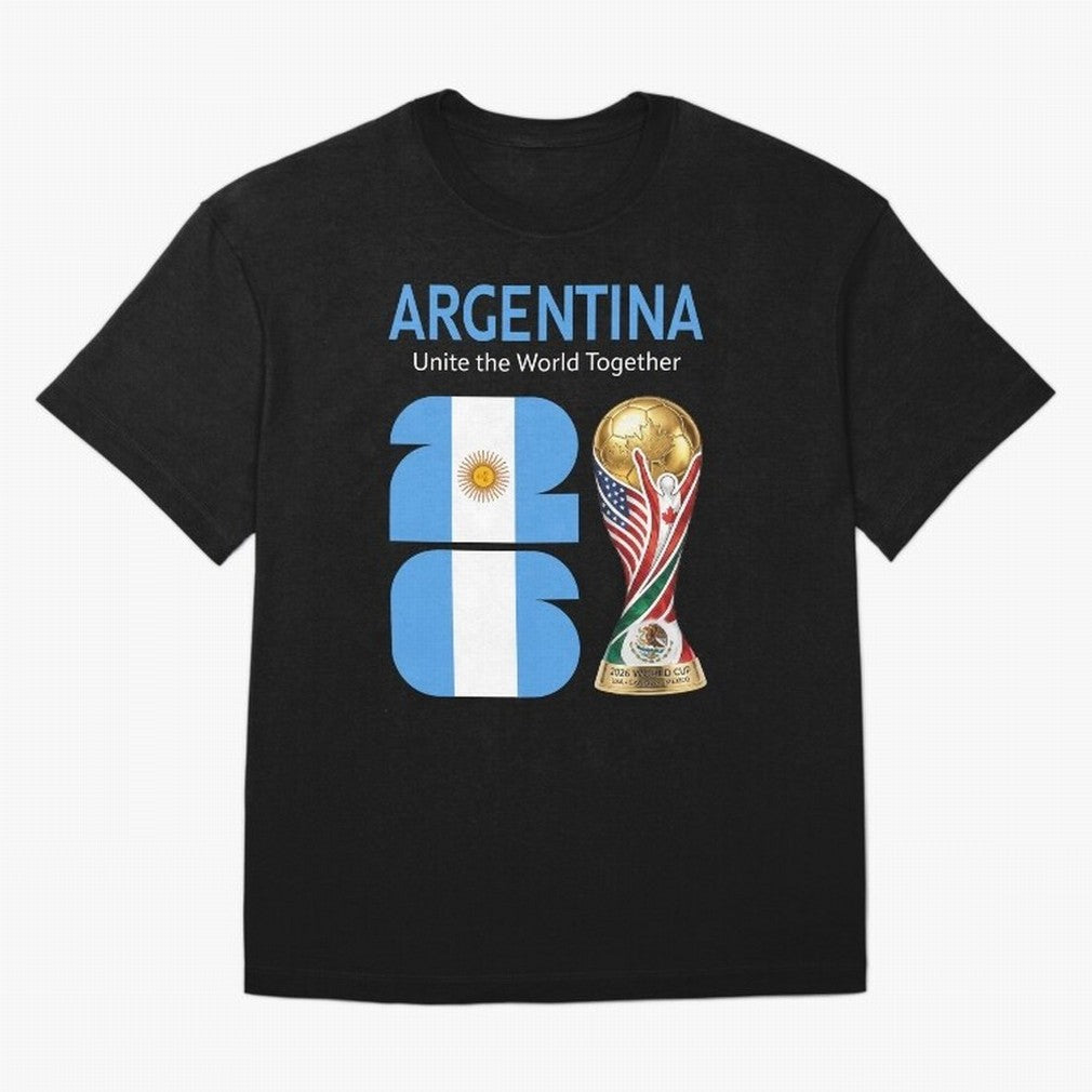 World Cup 2026, ARGENTINA Oversized T-Shirt Build FIFA World Cup 2026 USA Canada Mexico Spirit, Connected to Spain, Messi and Cristiano Ronaldo, Football Passion, Legendary Performances, Festival Vibes and Supporter Community; Perfect for Fans,