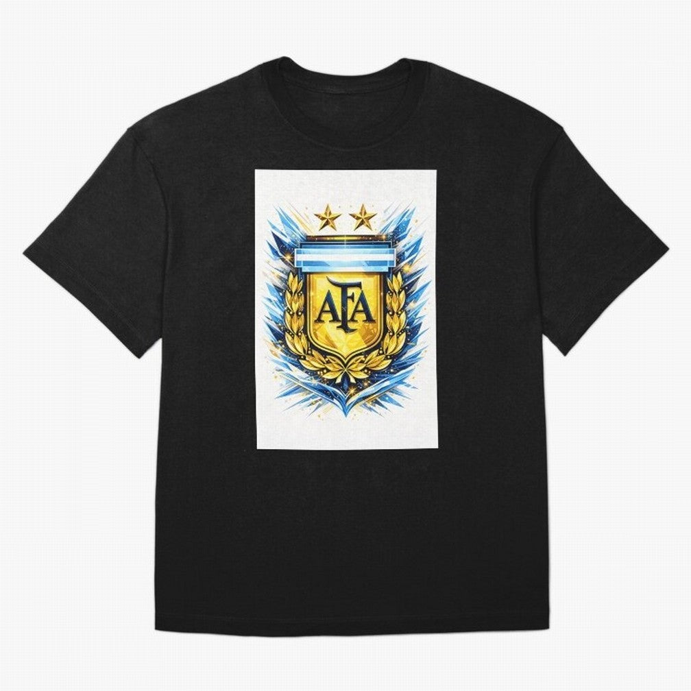 Argentina champions AFA crest gold blue soccer design Oversized T-Shirt Honor the Football Icons of FIFA World Cup 2026 USA Canada Mexico for Fans of CR7 and Messi and Spain, Bringing Match Day Excitement, Supporter Culture, Golden Goals and Global