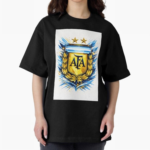 Argentina champions AFA crest gold blue soccer design Oversized T-Shirt Honor the Football Icons of FIFA World Cup 2026 USA Canada Mexico for Fans of CR7 and Messi and Spain, Bringing Match Day Excitement, Supporter Culture, Golden Goals and Global