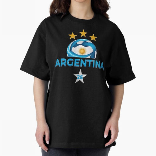 Argentina 2026 Stars Oversized T-Shirt Bring Trophy Dreams to FIFA World Cup 2026 for Fans of Haaland and Mbappe and Argentina and Brazil, Bringing Tournament Hype, Historic Matchups, Family Viewing Parties and Global Sports Pride; Great for