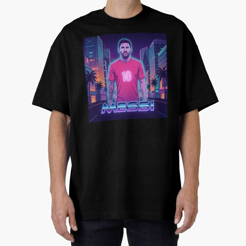 Inter Miami Football Legend Messi Cyberpunk Retro Futurist Design Classic T-Shirt Live for the Drama of Global Football Passion for FIFA World Cup 2026 Group Stage, Capturing Neymar, Netherlands, Worldwide Fan Energy, Dramatic Goals, Stadium Lights