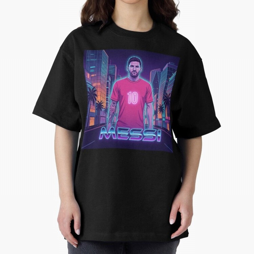 Inter Miami Football Legend Messi Cyberpunk Retro Futurist Design Classic T-Shirt Live for the Drama of Global Football Passion for FIFA World Cup 2026 Group Stage, Capturing Neymar, Netherlands, Worldwide Fan Energy, Dramatic Goals, Stadium Lights