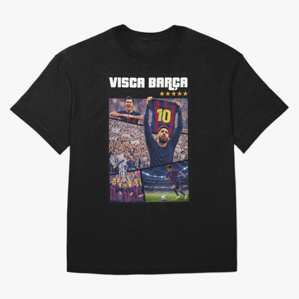 Visca Bar?a Legends Poster | Messi 10 FC Barcelona Art Oversized T-Shirt Show Your Tournament Heart for FIFA World Cup 2026 Group Stage Built around Messi, Portugal, Spain and Germany Energy, Sports Nostalgia, International Competition, Famous