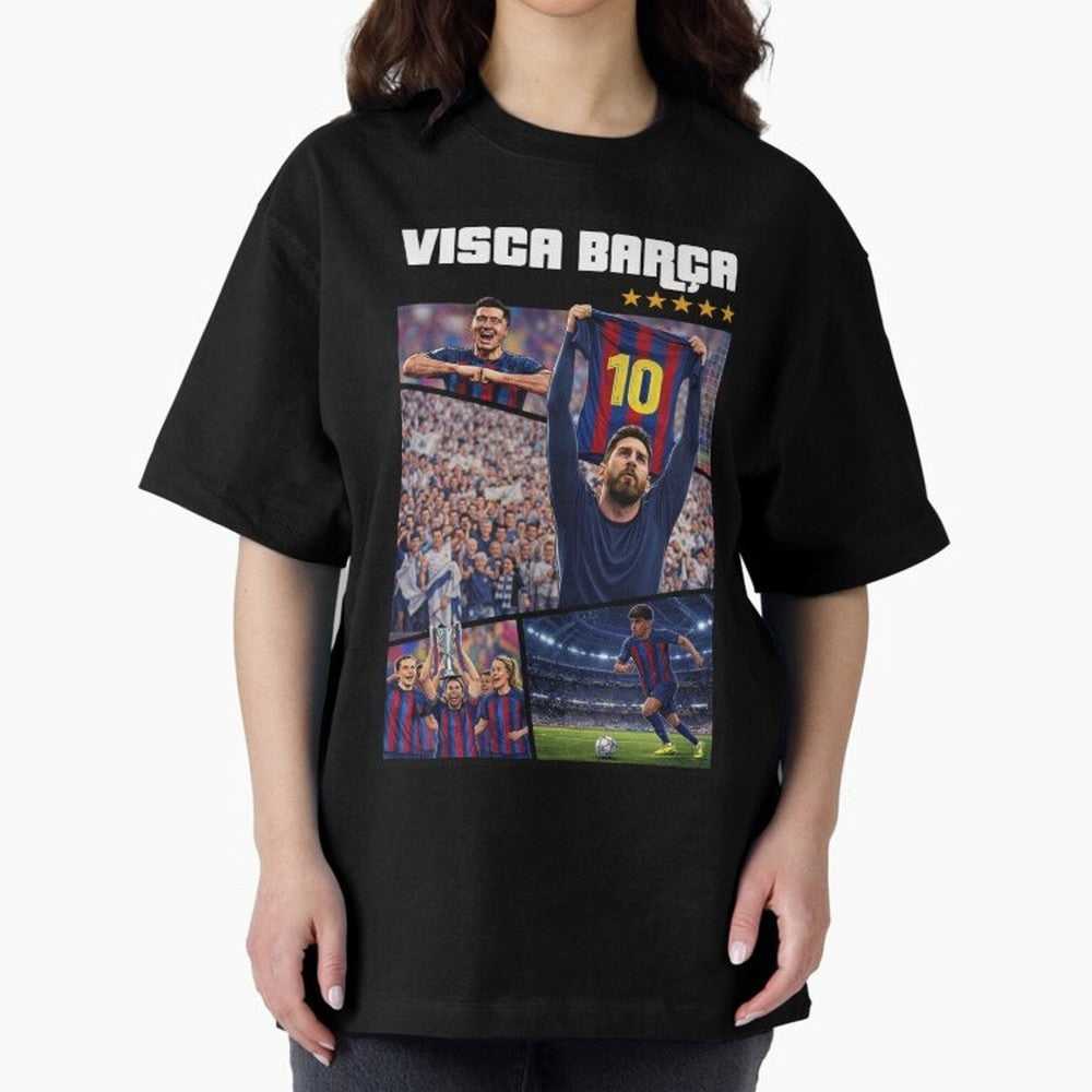 Visca Bar?a Legends Poster | Messi 10 FC Barcelona Art Oversized T-Shirt Show Your Tournament Heart for FIFA World Cup 2026 Group Stage Built around Messi, Portugal, Spain and Germany Energy, Sports Nostalgia, International Competition, Famous