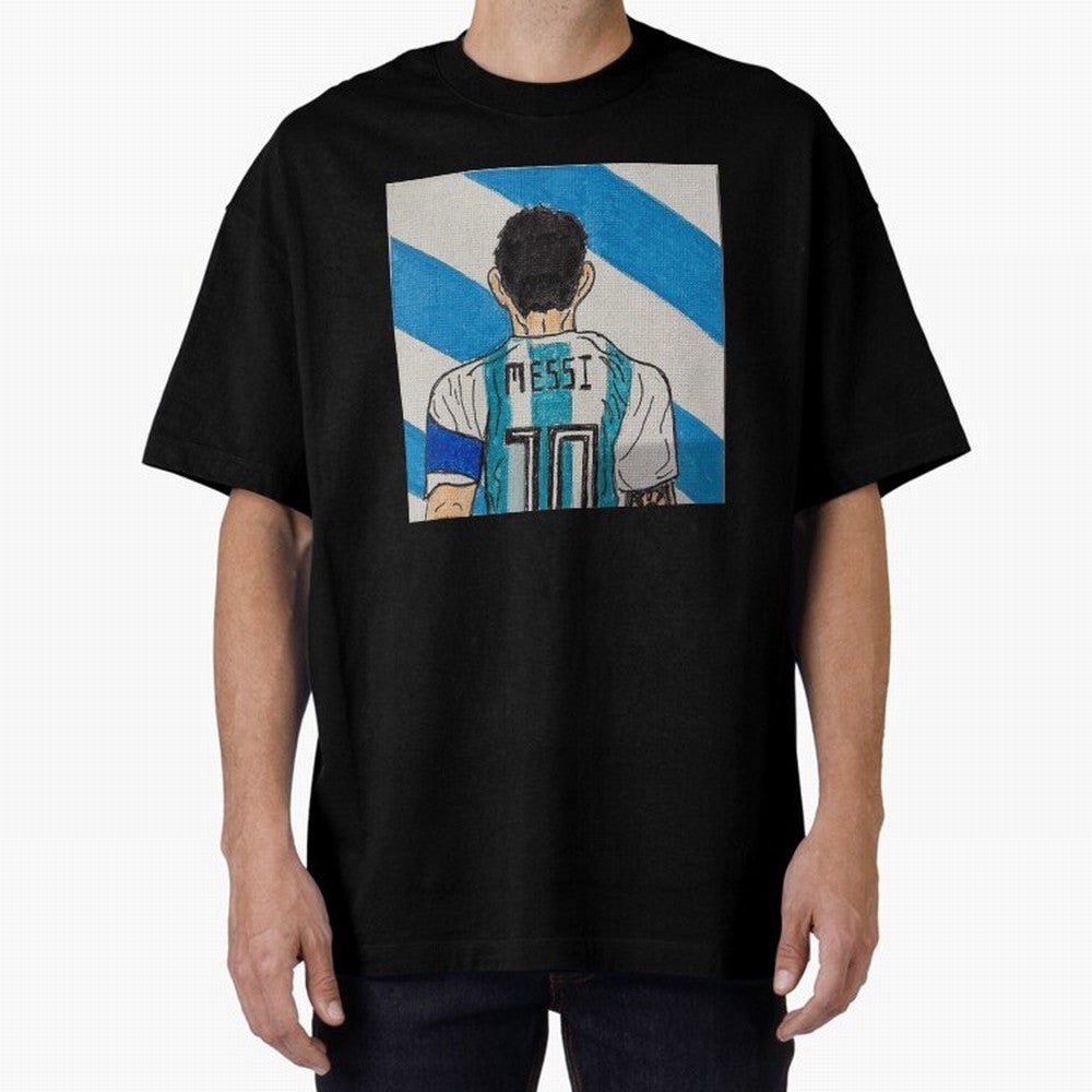 Messi Artwork Oversized T-Shirt Capture Stadium Memories from FIFA World Cup 2026 Inspired by CR7 and Messi, Argentina and Brazil Energy, Championship Spirit, Famous Goals, Roaring Crowds and International Football Unity; Perfect for People Who