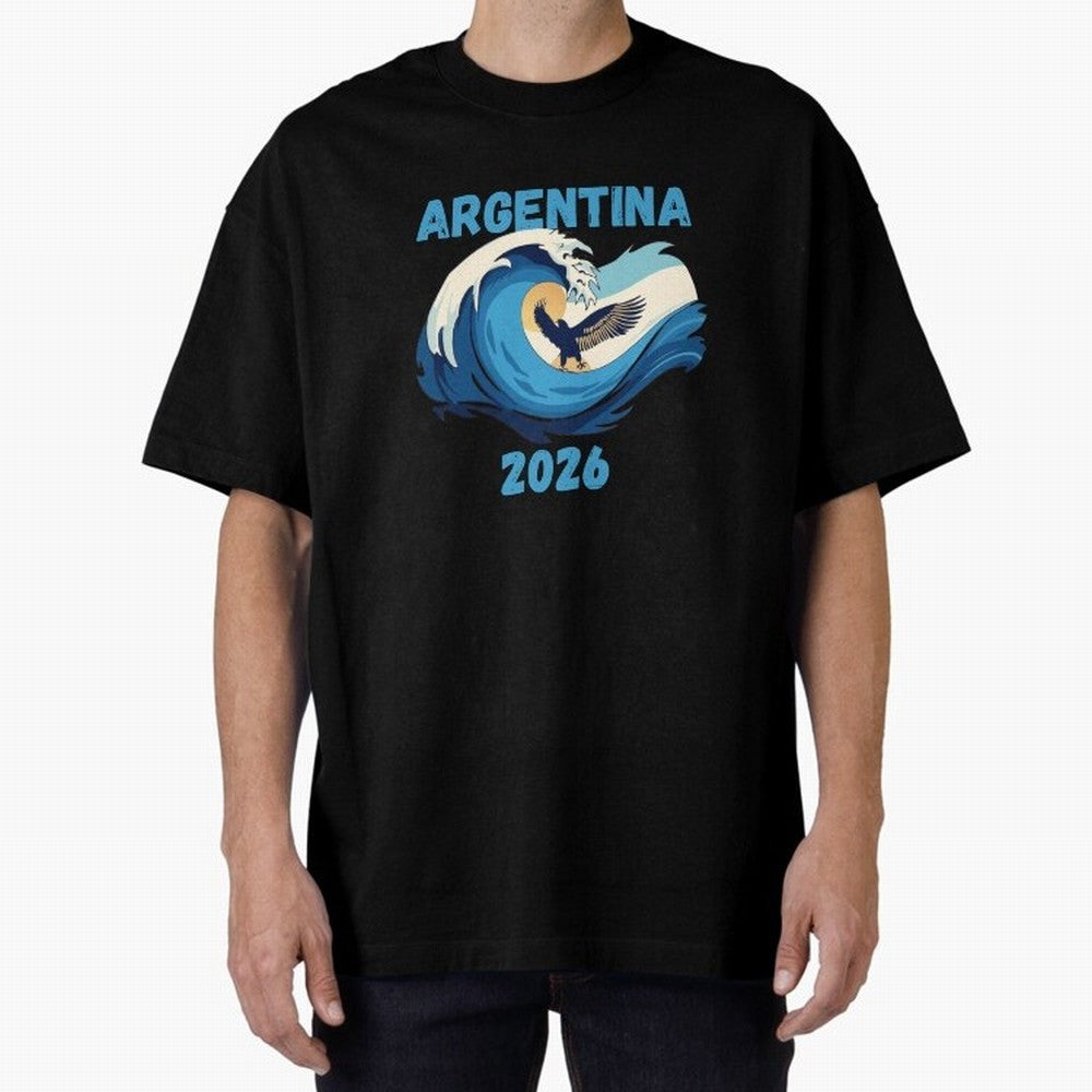 Camiseta y Calcoman¨ªa Argentina - Dise?o Bandera Albiceleste para Hinchas. Oversized T-Shirt Show Passion for the Stars of Match Day Hype around FIFA World Cup 2026 Group Stage, Haaland and Mbappe, Spain and Netherlands, Soccer Culture, Superstar
