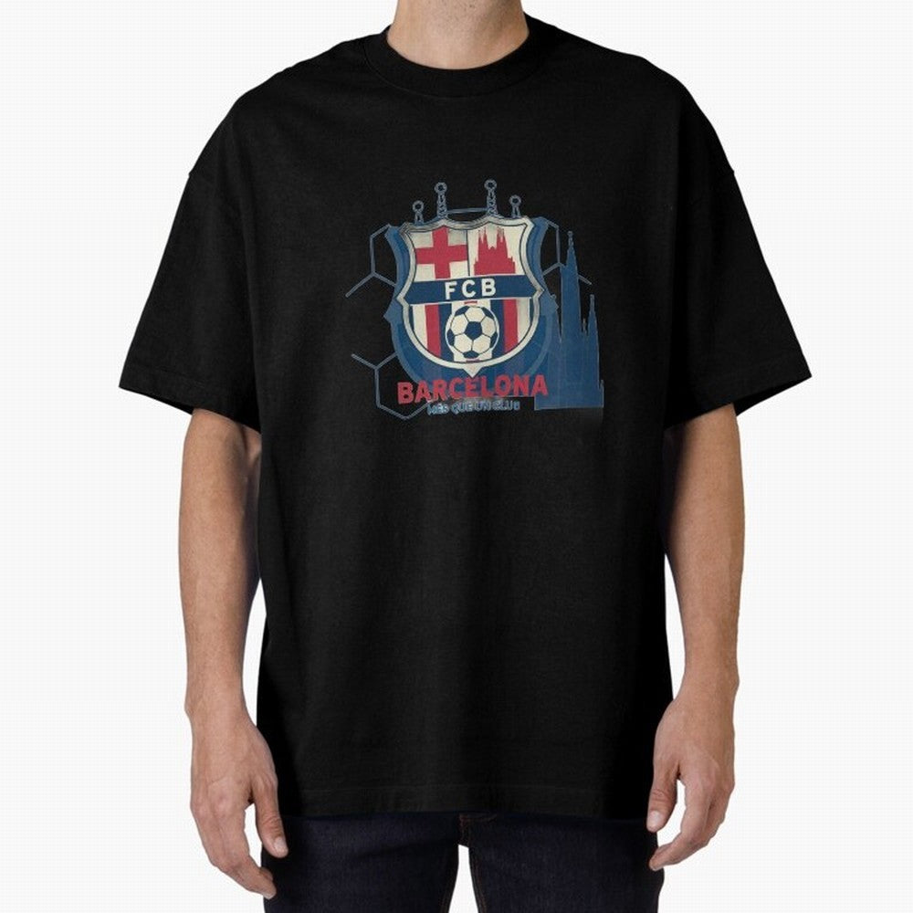 FCB Minimalist - Football Fan Design Oversized T-Shirt Turn Up for FIFA World Cup 2026 USA Canada Mexico Made for Haaland and Mbappe, Netherlands Energy, Match Day Excitement, Supporter Culture, Golden Goals and Global Football Passion; Perfect for