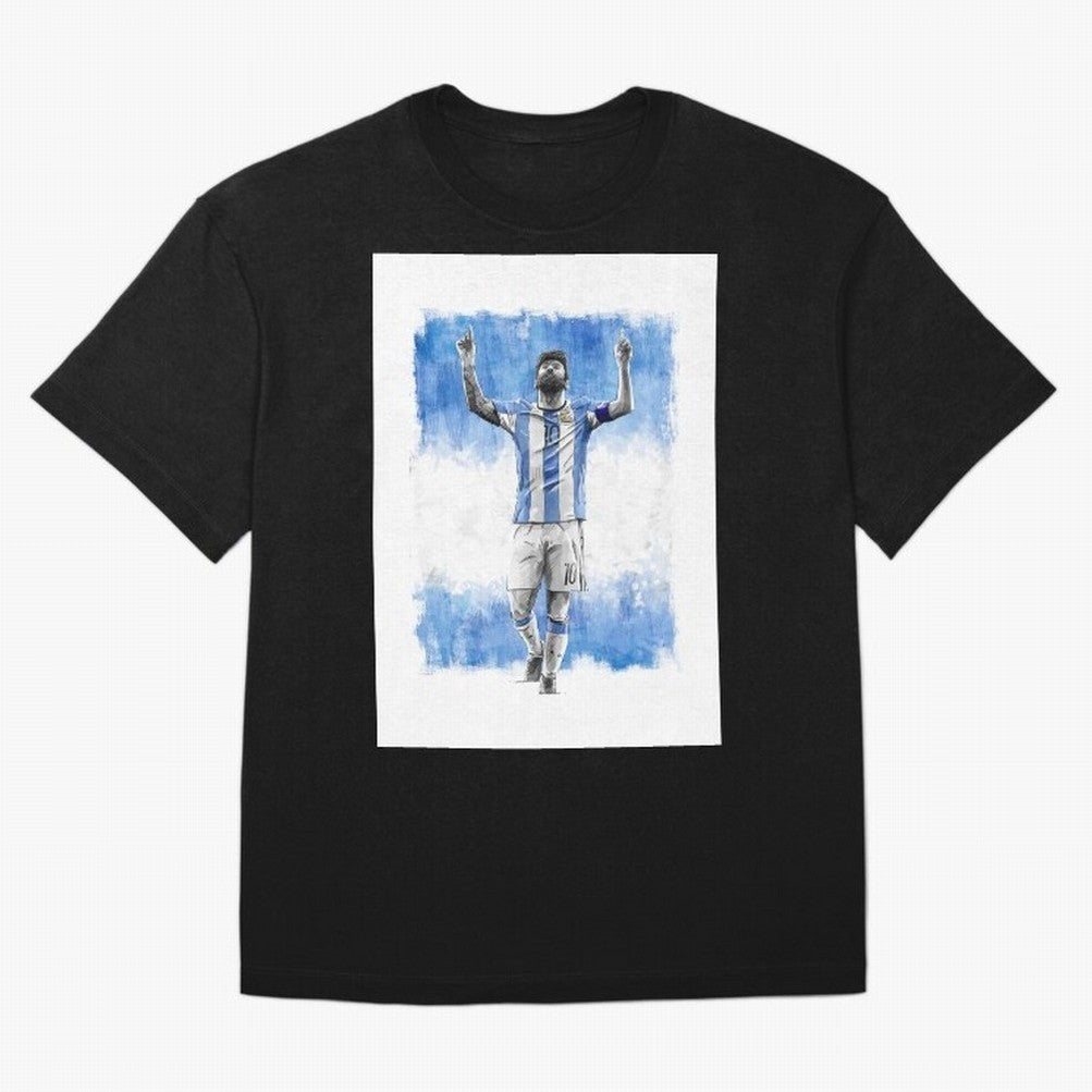 Messi Argentina Football Drawing Oversized T-Shirt Support the Legends of Global Football Passion for FIFA World Cup 2026 USA Canada Mexico, Capturing CR7 and Messi, Argentina, France and Brazil, Stadium Memories, Football Loyalty, International