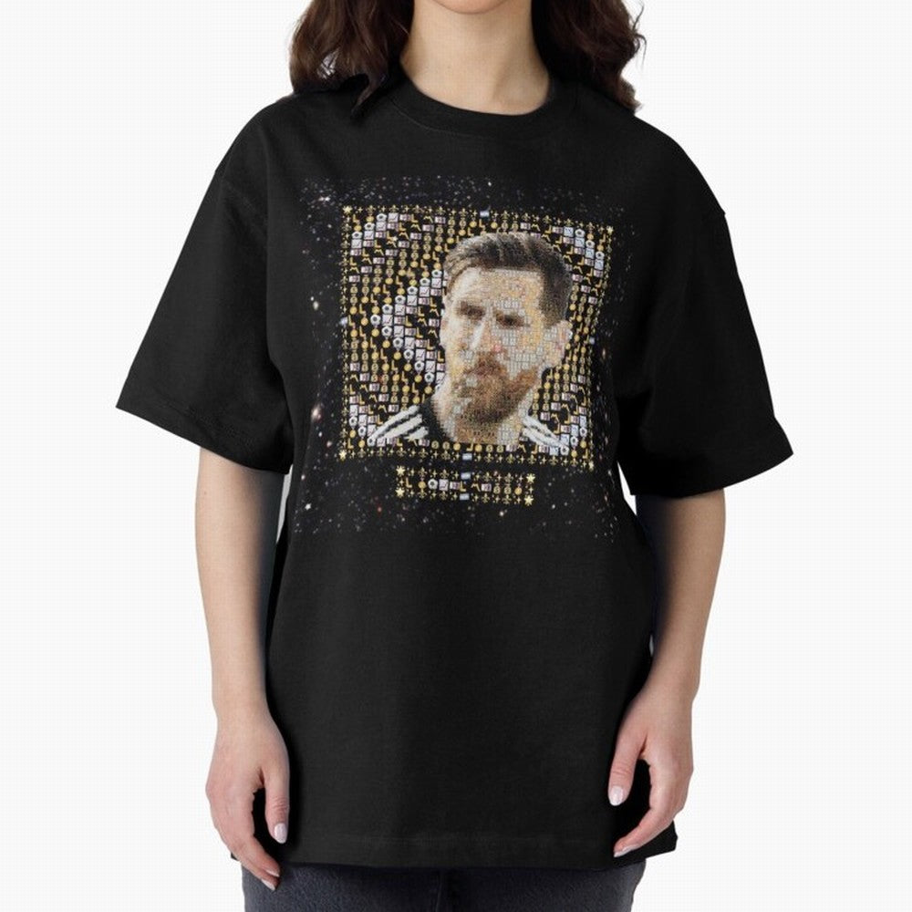 GOAT Emojified ¨C Messi-Inspired Visual Tribute | Legendary Football Grid Art | Iconic Symbolism in Emoji Form Oversized T-Shirt Celebrate Supporters United by Global Football Passion for FIFA World Cup 2026 Group Stage, Featuring Cristiano