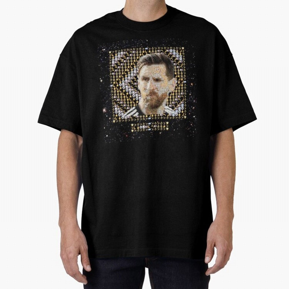 GOAT Emojified ¨C Messi-Inspired Visual Tribute | Legendary Football Grid Art | Iconic Symbolism in Emoji Form Oversized T-Shirt Celebrate Supporters United by Global Football Passion for FIFA World Cup 2026 Group Stage, Featuring Cristiano