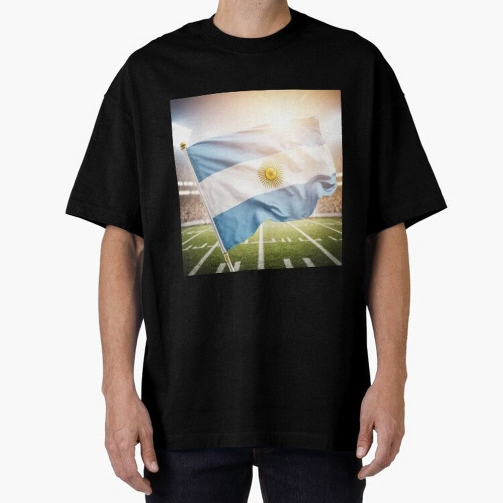 Argentina Flag 3D Football Design ¨C Supporters Argentina Classic T-Shirt Bring Supporter Culture to FIFA World Cup 2026 Spirit, Highlighting Spain, Messi and Cristiano Ronaldo, Retro Football Energy, Iconic Rivalries, Trophy Chase Drama and