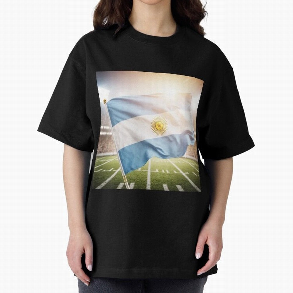 Argentina Flag 3D Football Design ¨C Supporters Argentina Classic T-Shirt Bring Supporter Culture to FIFA World Cup 2026 Spirit, Highlighting Spain, Messi and Cristiano Ronaldo, Retro Football Energy, Iconic Rivalries, Trophy Chase Drama and