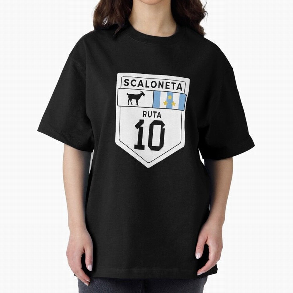 Scaloneta - Messi 10 - Goat Oversized T-Shirt Celebrate Rivalries and Pride in FIFA World Cup 2026 Group Stage for Fans of Messi and Brazil, Bringing Football Passion, Legendary Performances, Festival Vibes and Supporter Community; Ideal for Fans