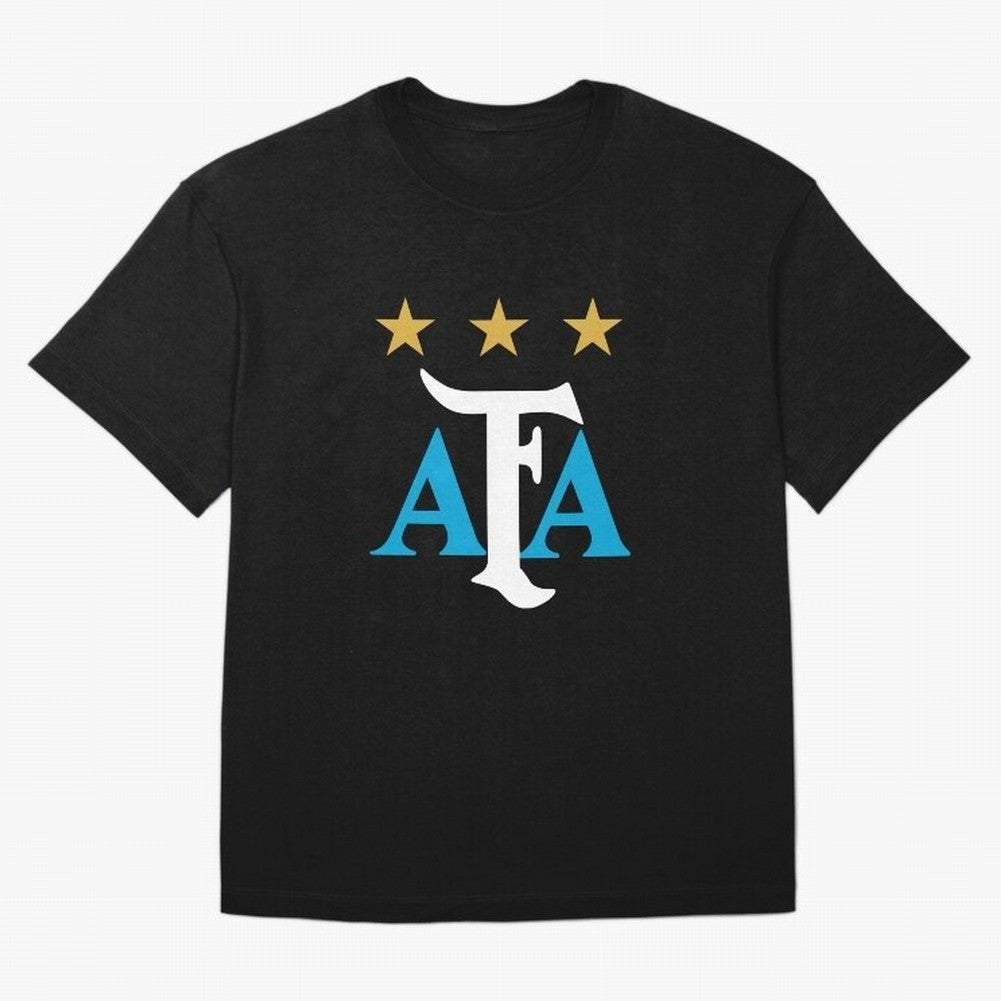 AFA logo - Argentina (light blue, white & gold) Oversized T-Shirt Feel International Energy from Global Football Passion for FIFA World Cup 2026, Highlighting Messi, Neymar and Mbappe, Brazil, Portugal and Argentina, Football Festival Excitement,