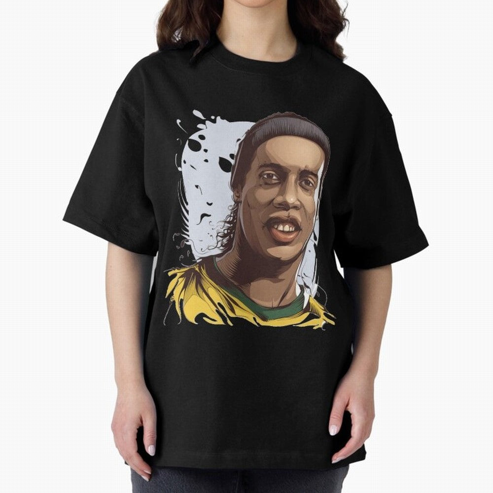 Illustration Ronaldinho Art Classic T-Shirt Bring a Champion Mindset to FIFA World Cup 2026 Built around Haaland, Germany Energy, Championship Spirit, Famous Goals, Roaring Crowds and International Football Unity; Created for Match Day Parties,