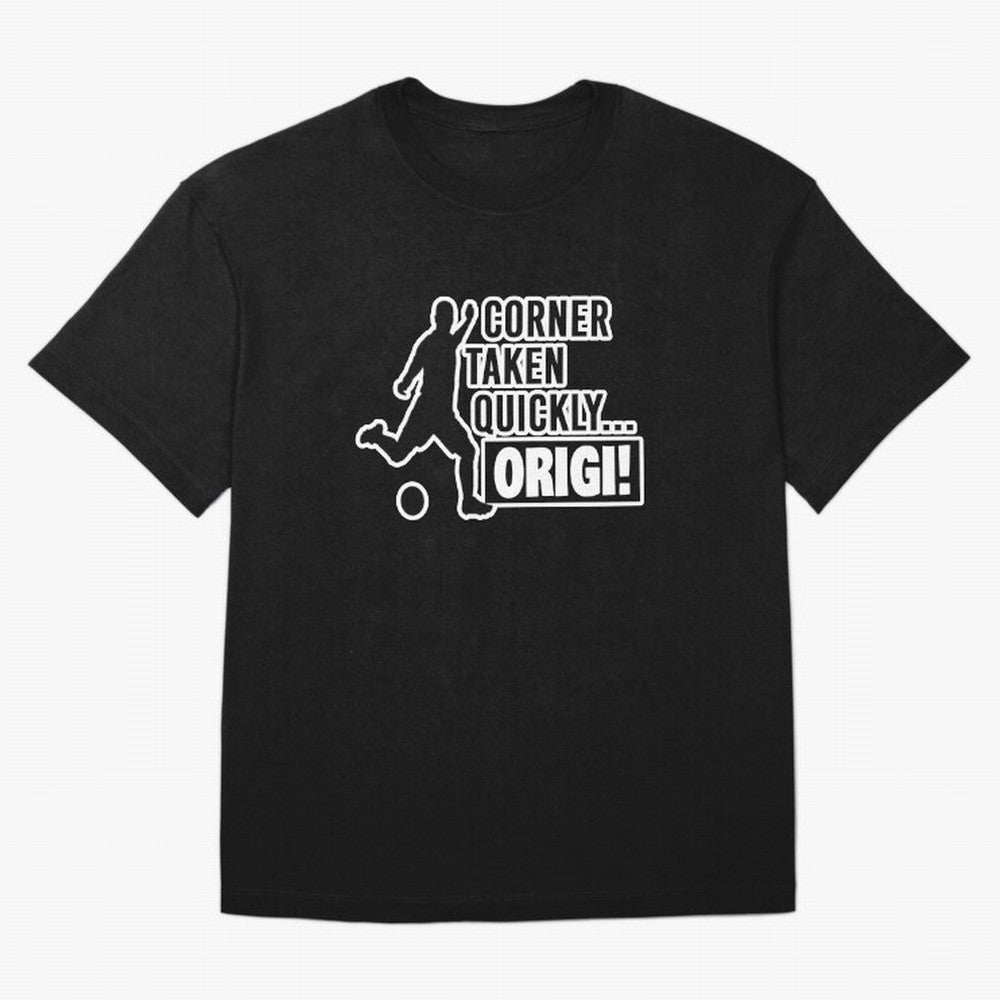 Corner Taken Quickly Origi (Black) Essential T-Shirt Bring a Vintage Feel to FIFA World Cup 2026 USA Canada Mexico Driven by Mbappe and Neymar, Argentina, France and Brazil Energy, Global Supporter Spirit, Legendary Goals, National Colors and