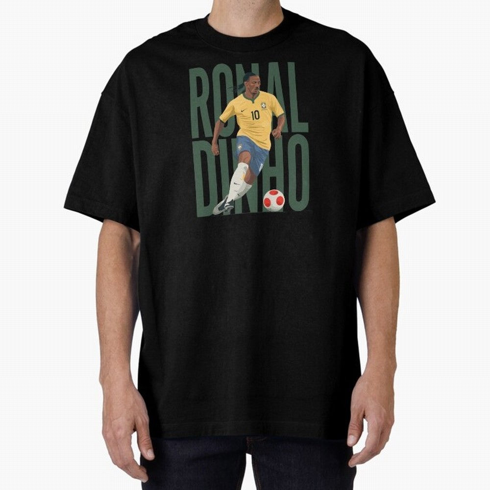 Ronaldinho Gaucho in action Minimalist Graphic Premium T-Shirt Feel International Energy from FIFA World Cup 2026 USA Canada Mexico Spirit, Capturing Argentina and Brazil, Messi, Championship Spirit, Famous Goals, Roaring Crowds and International