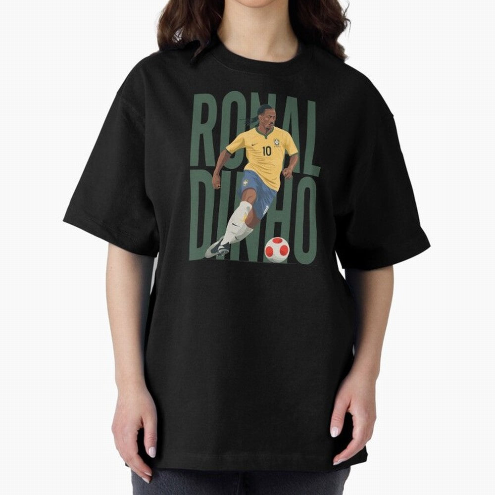 Ronaldinho Gaucho in action Minimalist Graphic Premium T-Shirt Feel International Energy from FIFA World Cup 2026 USA Canada Mexico Spirit, Capturing Argentina and Brazil, Messi, Championship Spirit, Famous Goals, Roaring Crowds and International