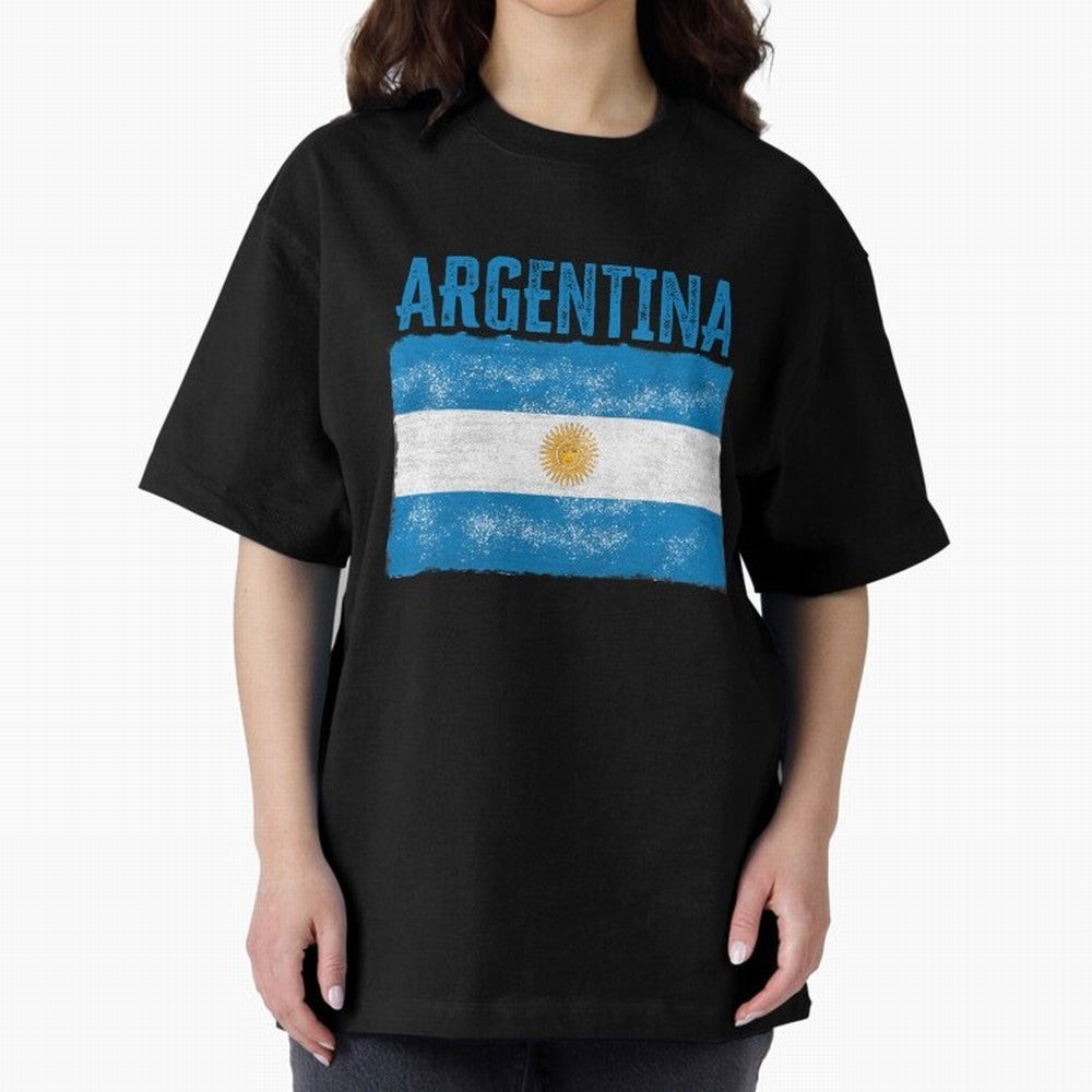 Argentina Oversized T-Shirt Honor the Football Icons of Match Day Hype around FIFA World Cup 2026 USA Canada Mexico, Messi and Cristiano Ronaldo, Argentina, Classic Soccer Heritage, Championship Pressure, Fan Loyalty and International Pride; Great