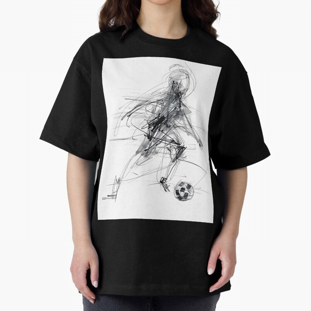 Abstract Soccer Player Sketch ¡ª Minimal Line Art Design Premium T-Shirt Carry the Dream of FIFA World Cup 2026 Group Stage Capturing Haaland and Mbappe, Argentina Energy, Champion Mindset, Group Stage Buzz, Knockout Tension and Passionate Fan