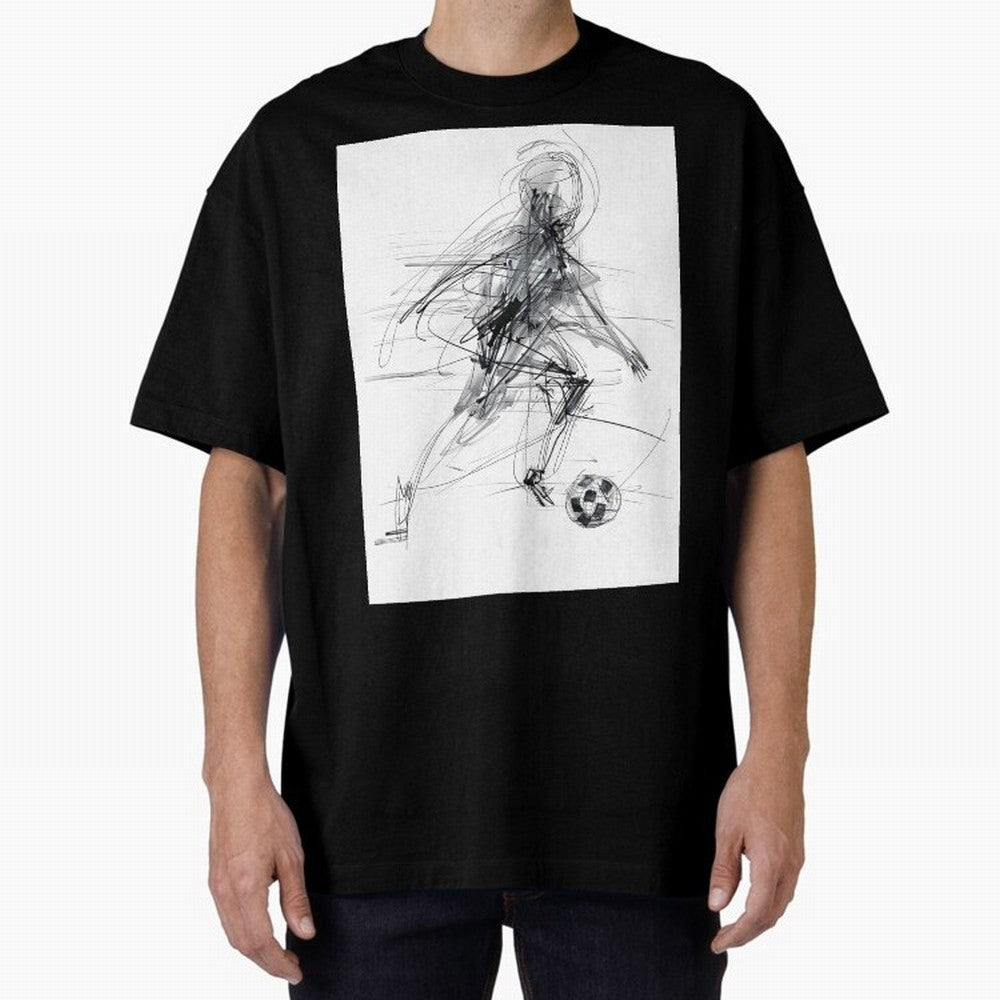 Abstract Soccer Player Sketch ¡ª Minimal Line Art Design Premium T-Shirt Carry the Dream of FIFA World Cup 2026 Group Stage Capturing Haaland and Mbappe, Argentina Energy, Champion Mindset, Group Stage Buzz, Knockout Tension and Passionate Fan