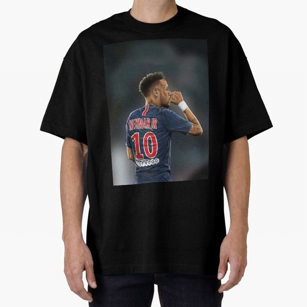 Neymar Watercolor Art Oversized T-Shirt Mark Match Day Hype around FIFA World Cup 2026, Messi, Neymar and Mbappe, France, Stadium Memories, Football Loyalty, International Chants and Championship Tradition; Perfect for Supporters Who Want Bold