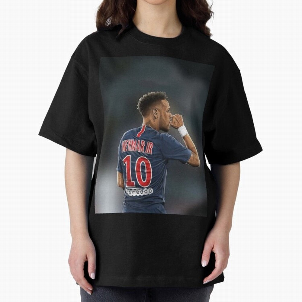 Neymar Watercolor Art Oversized T-Shirt Mark Match Day Hype around FIFA World Cup 2026, Messi, Neymar and Mbappe, France, Stadium Memories, Football Loyalty, International Chants and Championship Tradition; Perfect for Supporters Who Want Bold