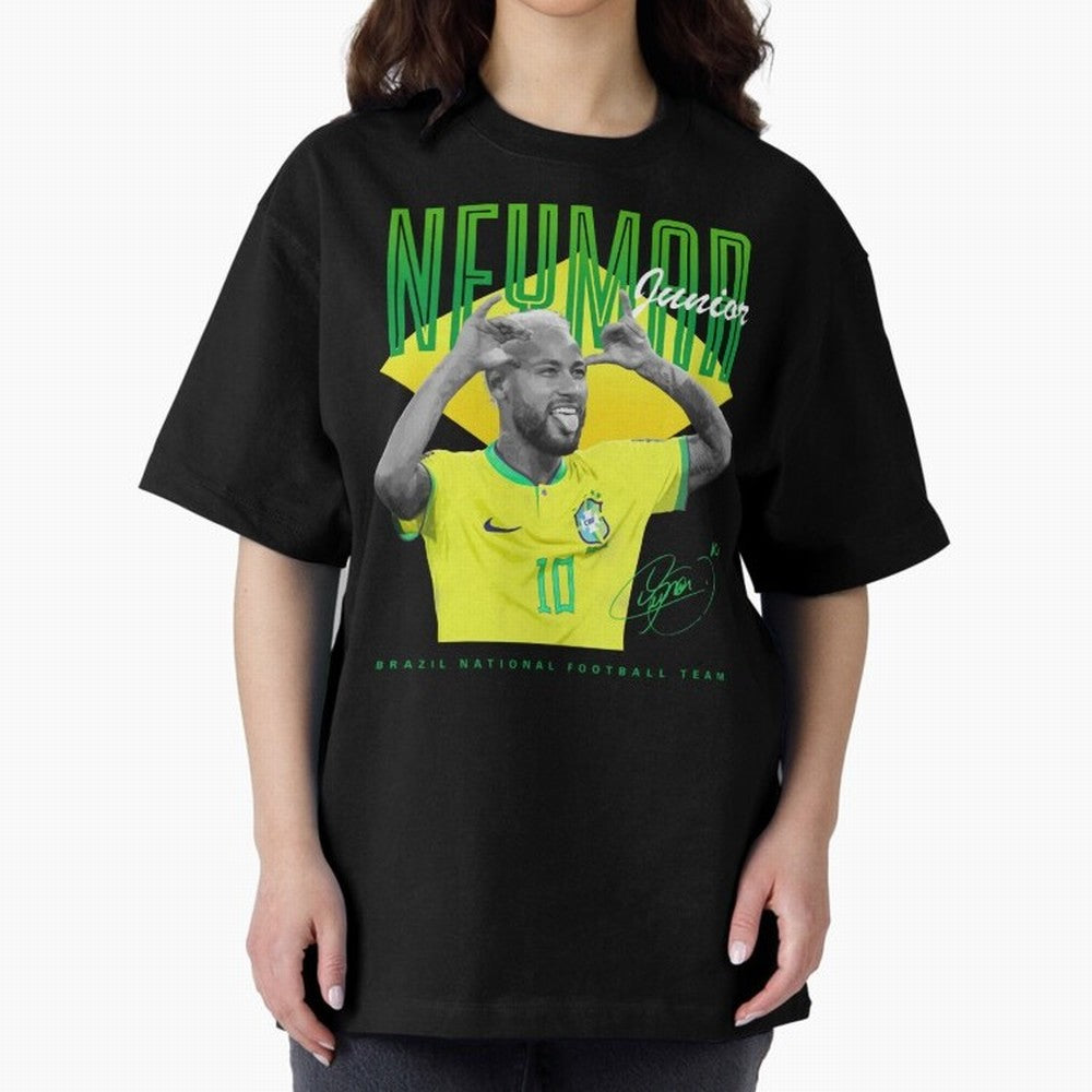 Neymar Jr. Oversized T-Shirt Bring a Vintage Feel to FIFA World Cup 2026 Spirit, Capturing England, France and Netherlands, Mbappe, Vintage Soccer Flavor, Modern Football Stars, National Flags and Final Night Emotion; Great for Watch Parties,