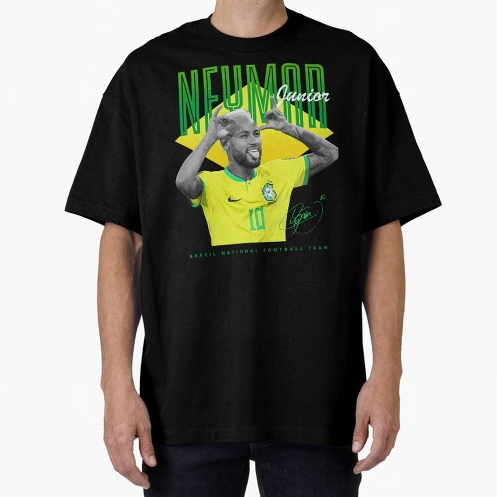 Neymar Jr. Oversized T-Shirt Bring a Vintage Feel to FIFA World Cup 2026 Spirit, Capturing England, France and Netherlands, Mbappe, Vintage Soccer Flavor, Modern Football Stars, National Flags and Final Night Emotion; Great for Watch Parties,