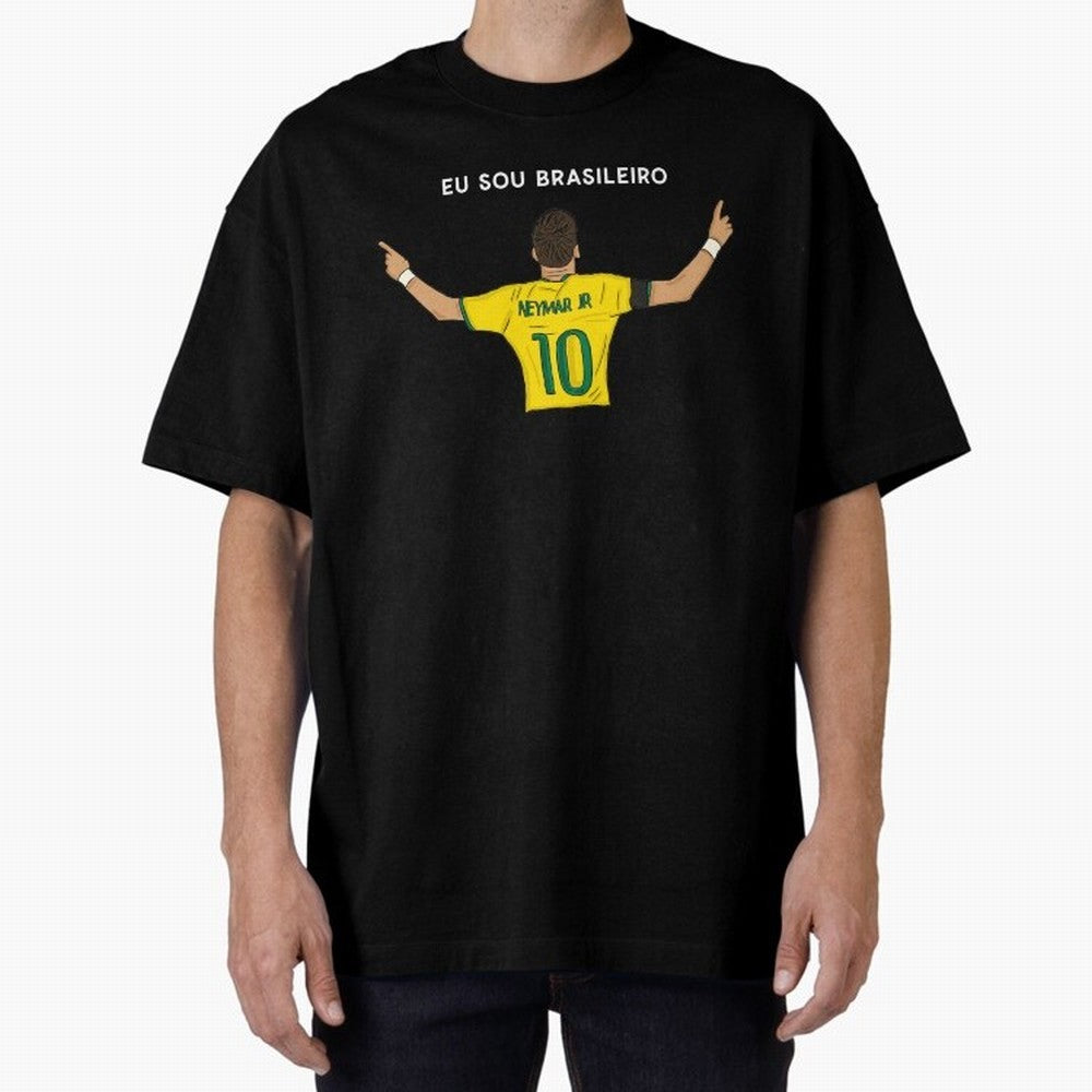 Neymar Jr Brazil Oversized T-Shirt Spotlight the FIFA World Cup 2026 USA Canada Mexico Journey through Haaland Highlights, Spain Pride, Global Supporter Spirit, Legendary Goals, National Colors and Tournament Celebration; Perfect for Supporters Who