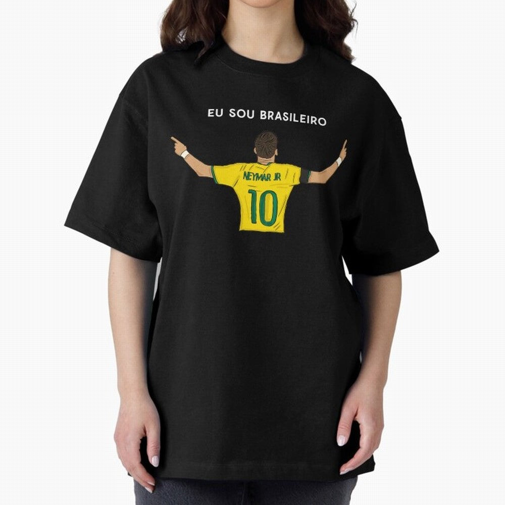 Neymar Jr Brazil Oversized T-Shirt Spotlight the FIFA World Cup 2026 USA Canada Mexico Journey through Haaland Highlights, Spain Pride, Global Supporter Spirit, Legendary Goals, National Colors and Tournament Celebration; Perfect for Supporters Who