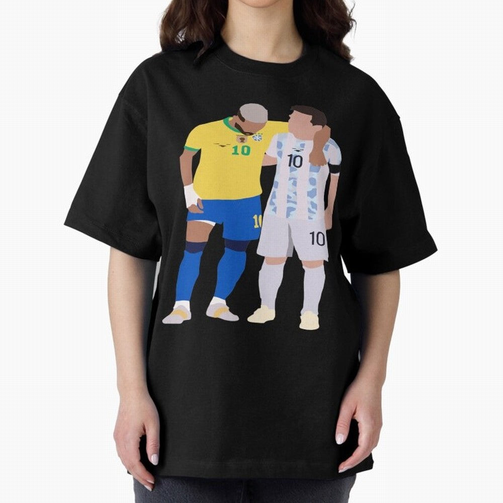 Messi and Neymar Copa America Friends Oversized T-Shirt Represent Fans Who Live for FIFA World Cup 2026 Group Stage for Fans of Messi and Cristiano Ronaldo and Portugal, Bringing Champion Mindset, Group Stage Buzz, Knockout Tension and Passionate