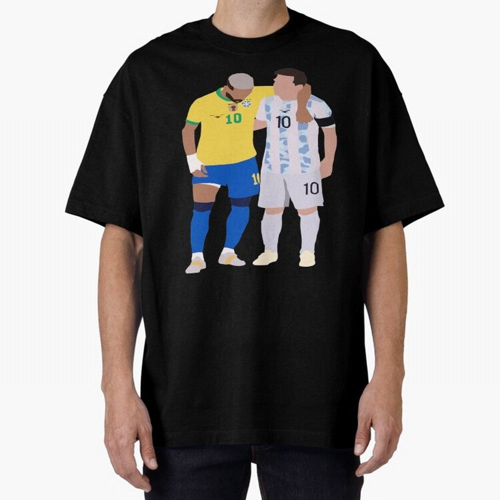 Messi and Neymar Copa America Friends Oversized T-Shirt Represent Fans Who Live for FIFA World Cup 2026 Group Stage for Fans of Messi and Cristiano Ronaldo and Portugal, Bringing Champion Mindset, Group Stage Buzz, Knockout Tension and Passionate