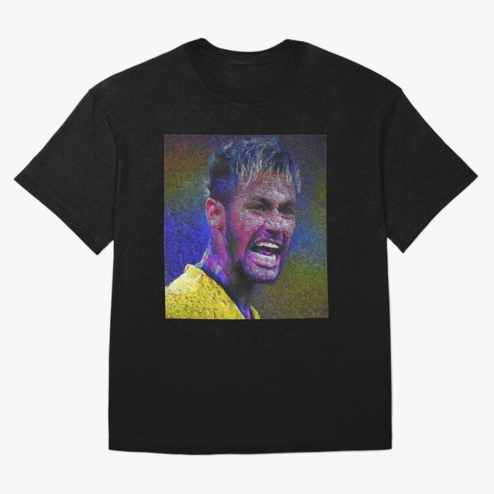 Neymar Poster Panting Art Brazilian Soccer Player Classic T-Shirt Create FIFA World Cup 2026 for Fans of Neymar and Germany, Bringing Vintage Soccer Flavor, Modern Football Stars, National Flags and Final Night Emotion; Ideal for Football Dads,