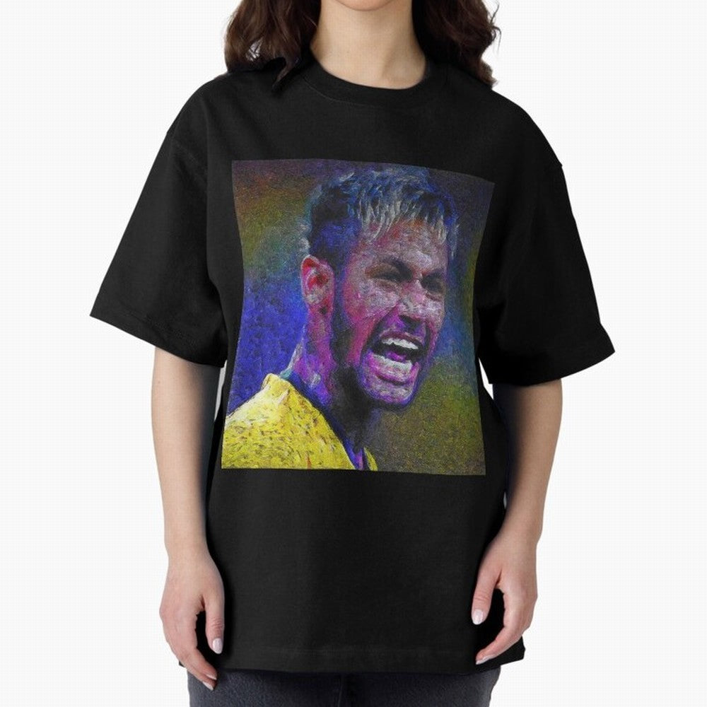 Neymar Poster Panting Art Brazilian Soccer Player Classic T-Shirt Create FIFA World Cup 2026 for Fans of Neymar and Germany, Bringing Vintage Soccer Flavor, Modern Football Stars, National Flags and Final Night Emotion; Ideal for Football Dads,