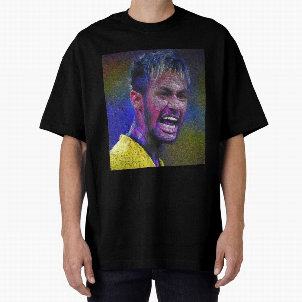 Neymar Poster Panting Art Brazilian Soccer Player Classic T-Shirt Create FIFA World Cup 2026 for Fans of Neymar and Germany, Bringing Vintage Soccer Flavor, Modern Football Stars, National Flags and Final Night Emotion; Ideal for Football Dads,