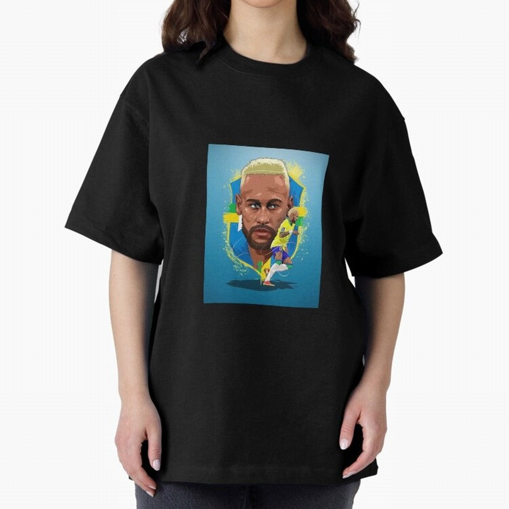 neymar art - neymar illustration T Shirt Oversized T-Shirt Fuel Your Fan Pride for FIFA World Cup 2026 for Fans of Messi, CR7 and Mbappe and England, Bringing Retro Football Energy, Iconic Rivalries, Trophy Chase Drama and Stadium Atmosphere; Ideal