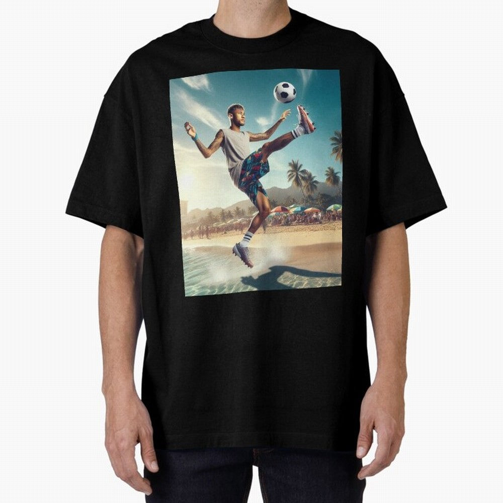Neymar Junior Playing on Beach Classic T-Shirt Join the Countdown to FIFA World Cup 2026 USA Canada Mexico for Fans of Cristiano Ronaldo and Portugal, Spain and Germany, Bringing Sports Nostalgia, International Competition, Famous Players and