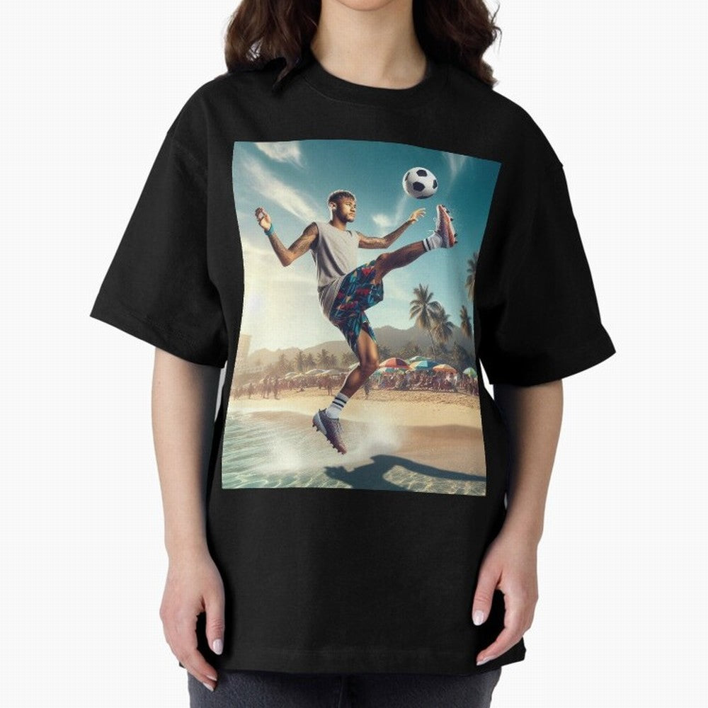 Neymar Junior Playing on Beach Classic T-Shirt Join the Countdown to FIFA World Cup 2026 USA Canada Mexico for Fans of Cristiano Ronaldo and Portugal, Spain and Germany, Bringing Sports Nostalgia, International Competition, Famous Players and