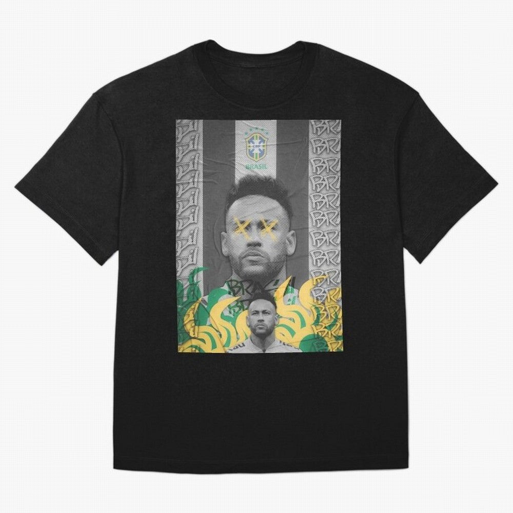 Brazil Football Star Grunge Poster Oversized T-Shirt Capture Match Day Hype around FIFA World Cup 2026 USA Canada Mexico, Messi, CR7 and Mbappe, Argentina, France and Brazil, Game Day Rituals, Football Legends, Country Pride and the Road to the