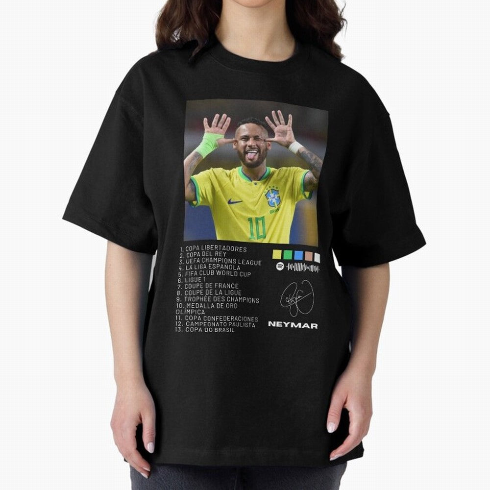 Neymar Brazil 10 Oversized T-Shirt Feel the Heartbeat of Match Day Hype around FIFA World Cup 2026 Group Stage, Haaland, England, France and Netherlands, Sports Nostalgia, International Competition, Famous Players and Unforgettable Victories; Great