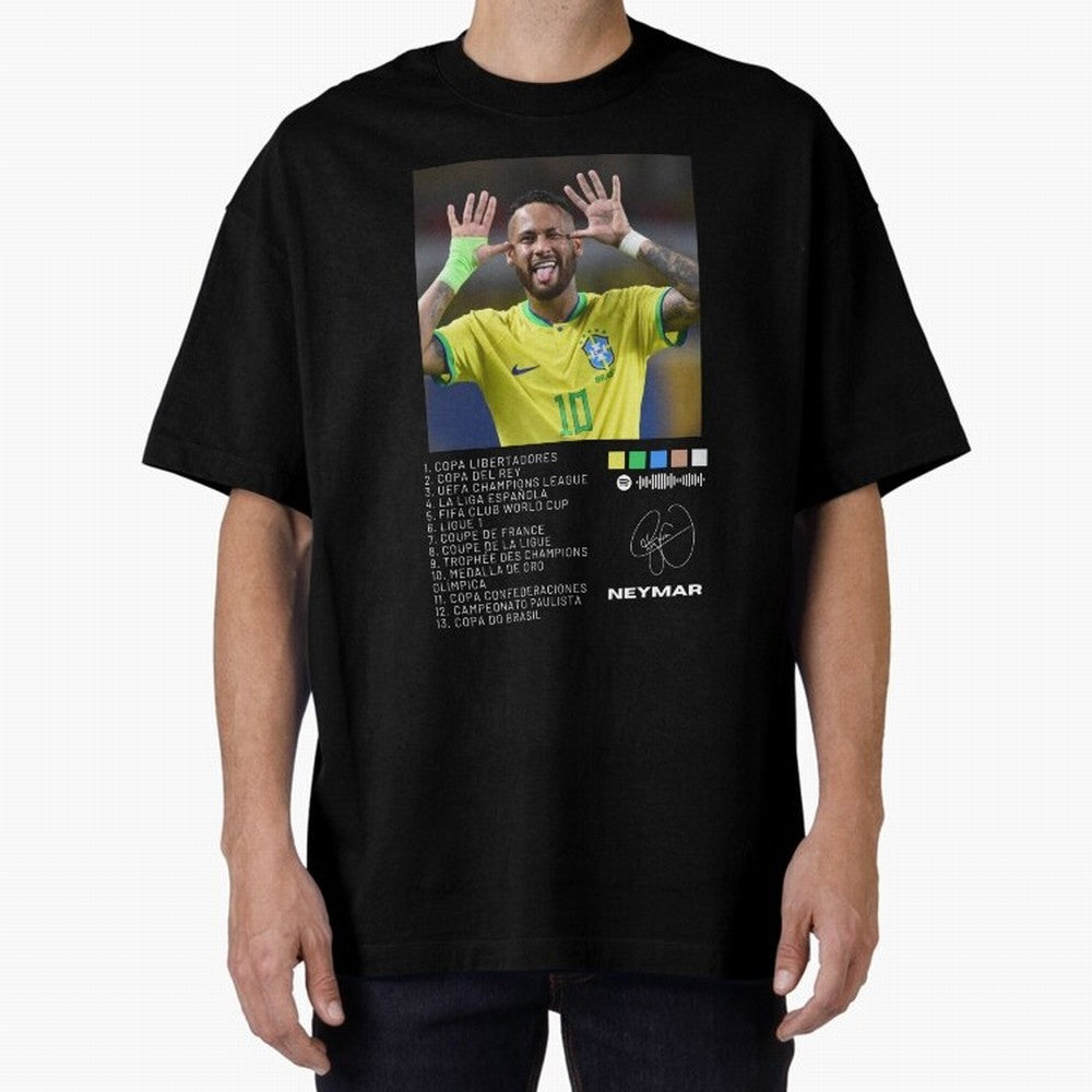 Neymar Brazil 10 Oversized T-Shirt Feel the Heartbeat of Match Day Hype around FIFA World Cup 2026 Group Stage, Haaland, England, France and Netherlands, Sports Nostalgia, International Competition, Famous Players and Unforgettable Victories; Great