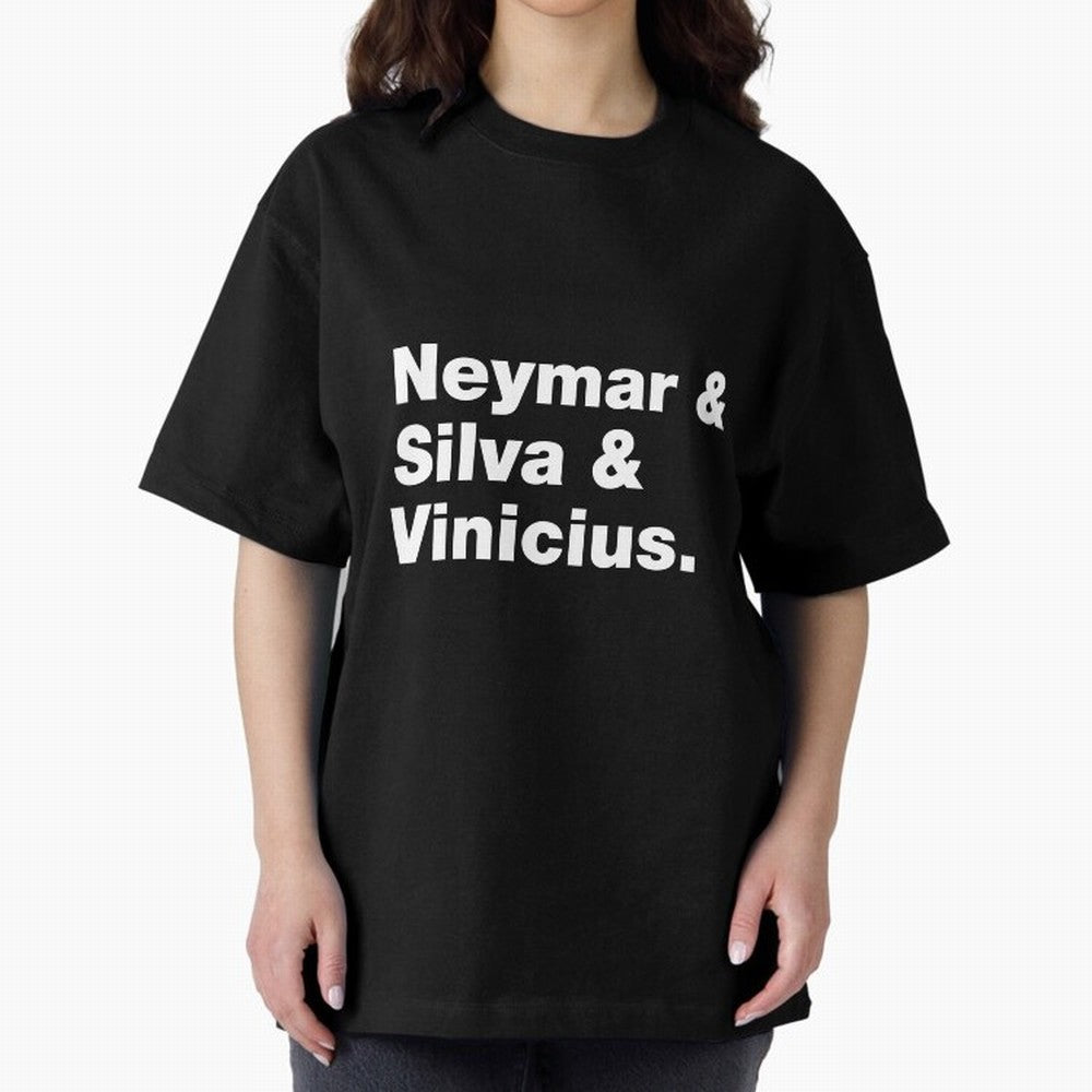 Neymar + Silva + Vinicius - Brazil Brazilian World Cup Squad Team Players Football Soccer Qatar WC 22 Oversized T-Shirt Upgrade FIFA World Cup 2026 Spirit, Capturing France and Portugal, Messi, CR7 and Mbappe, Stadium Chants, National Pride, Trophy