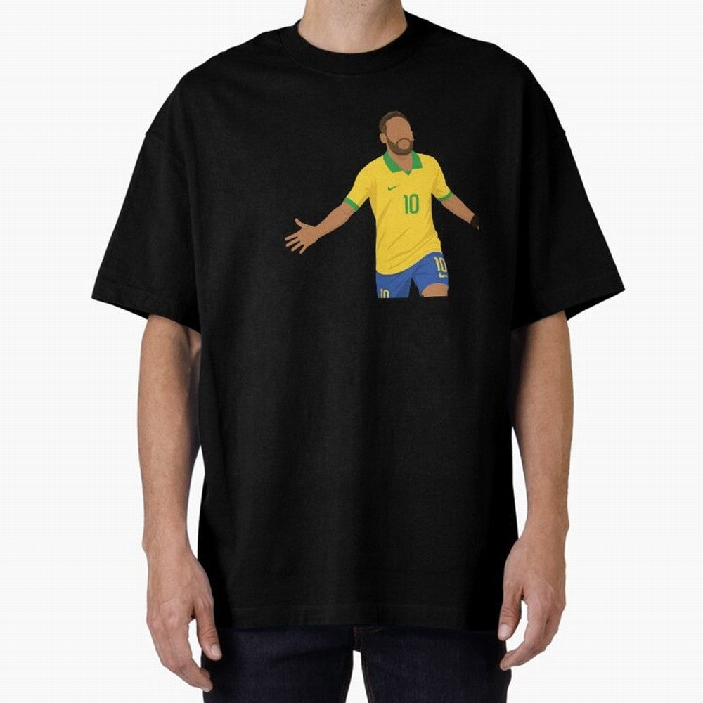 Neymar Jr in Yellow Glory Sticker Oversized T-Shirt Honor Football Greatness during FIFA World Cup 2026 USA Canada Mexico Spirit, Highlighting Portugal, CR7, Tournament Hype, Historic Matchups, Family Viewing Parties and Global Sports Pride; Ideal