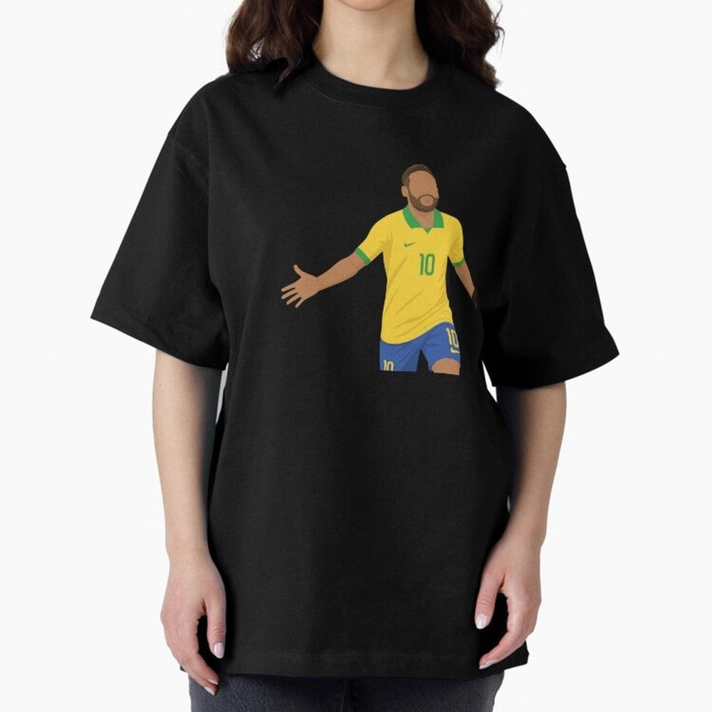 Neymar Jr in Yellow Glory Sticker Oversized T-Shirt Honor Football Greatness during FIFA World Cup 2026 USA Canada Mexico Spirit, Highlighting Portugal, CR7, Tournament Hype, Historic Matchups, Family Viewing Parties and Global Sports Pride; Ideal