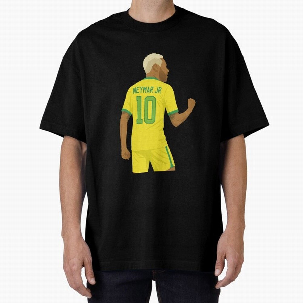 Neymar Jr in Yellow Glory Sticker Oversized T-Shirt Live the Energy of Match Day Hype around FIFA World Cup 2026 Group Stage, Mbappe, England and Germany, Retro Football Energy, Iconic Rivalries, Trophy Chase Drama and Stadium Atmosphere; Made for