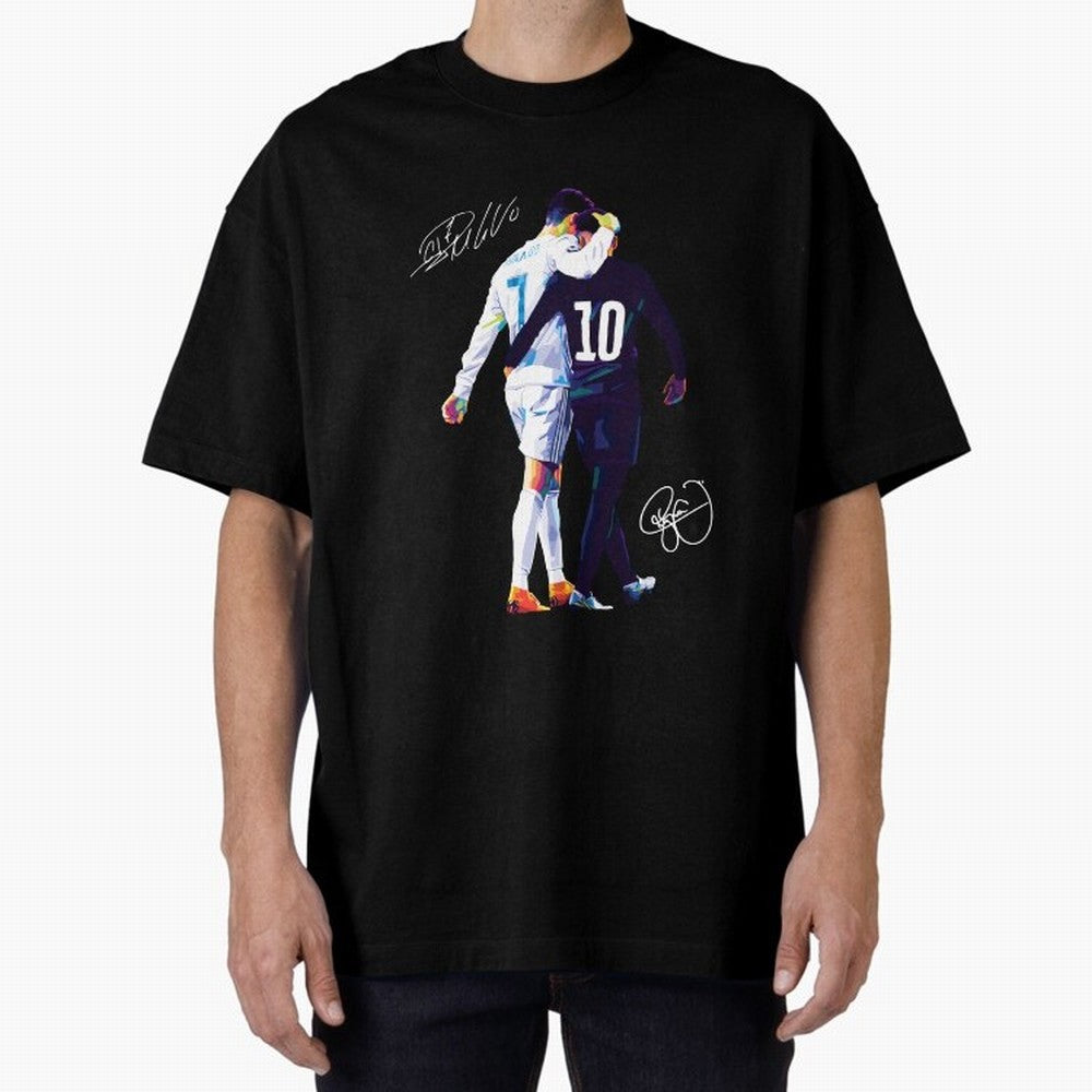 Cristiano Ronaldo and Neymar Jr Wpap Art Oversized T-Shirt Show Your Tournament Heart for FIFA World Cup 2026 Group Stage for Fans of Mbappe and Germany, Bringing Soccer Culture, Superstar Moments, National Team Dreams and Competitive Fire; Ideal