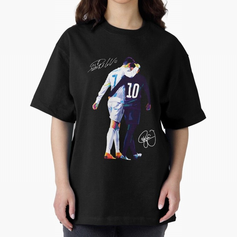 Cristiano Ronaldo and Neymar Jr Wpap Art Oversized T-Shirt Show Your Tournament Heart for FIFA World Cup 2026 Group Stage for Fans of Mbappe and Germany, Bringing Soccer Culture, Superstar Moments, National Team Dreams and Competitive Fire; Ideal